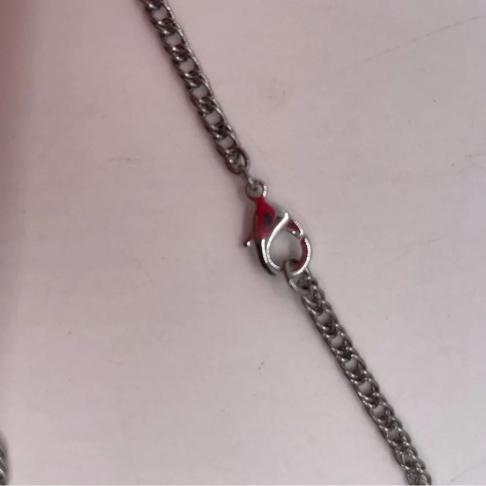 Pave Crystal Rhinestone Bow Tie and Faux Pearl Charm Silver Tone Necklace